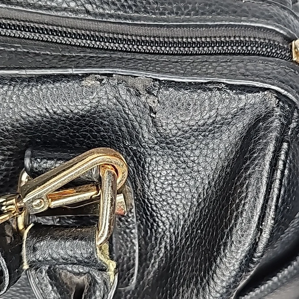 Ted Lapidus Paris leather black shoulder bag handbag includes coin purse